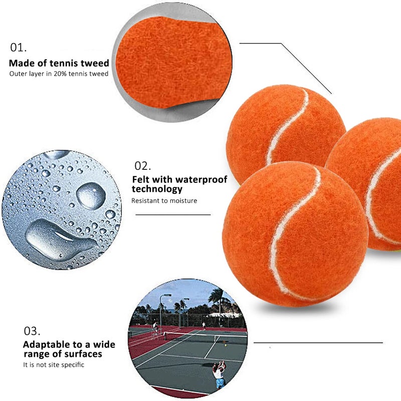 URBEST Tennis Balls, 12 Packs Training Tennis Balls Practice Balls for Novice Player, Pet Dog Playing Balls with Mesh Carry Bag (Orange) - Image 3